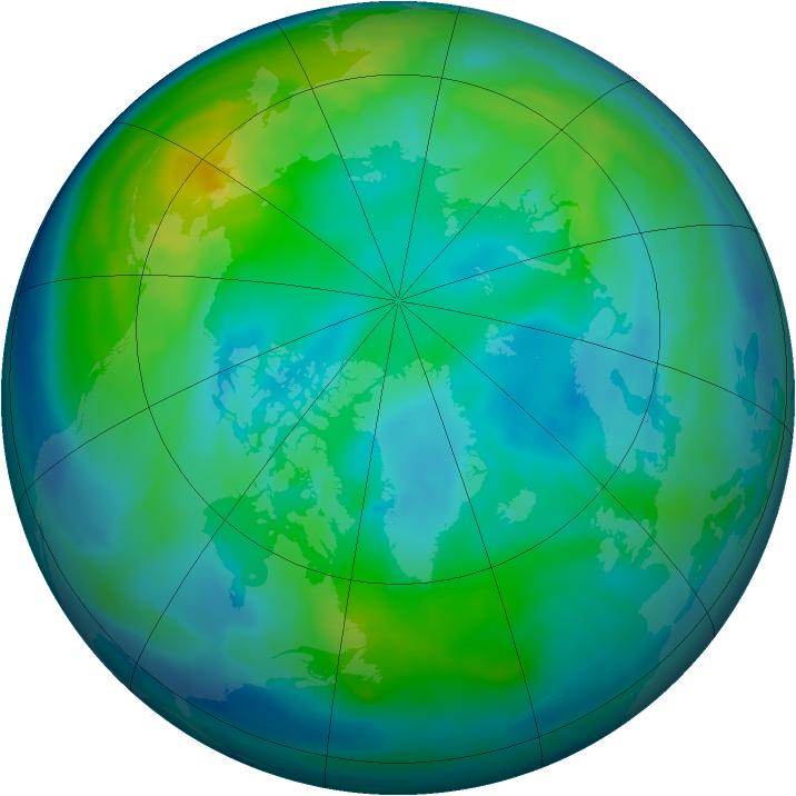 Arctic ozone map for 23 October 2009